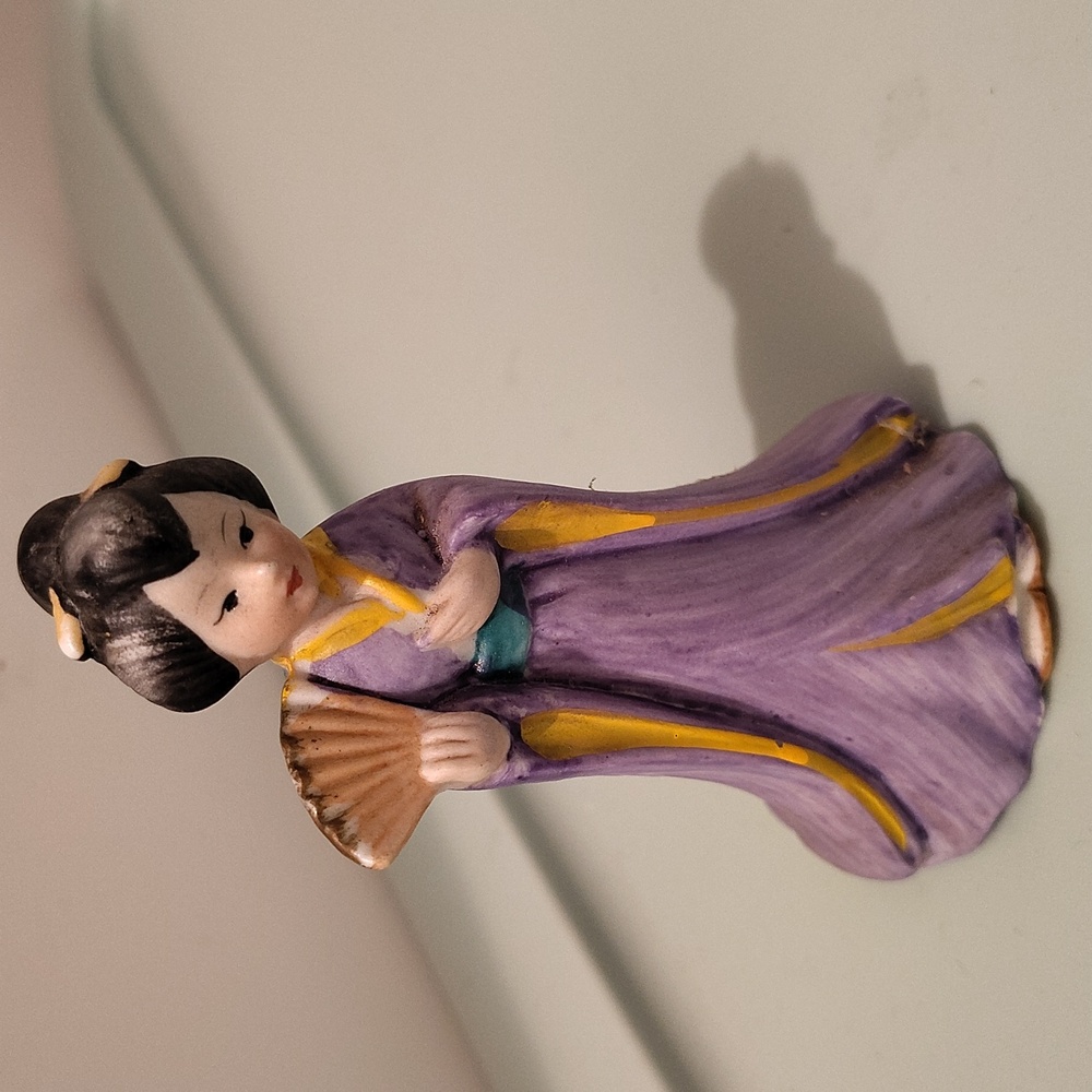 Vintage Jeffrey Snyder New York Bisque Porcelain Geisha Girl Bell Figurine